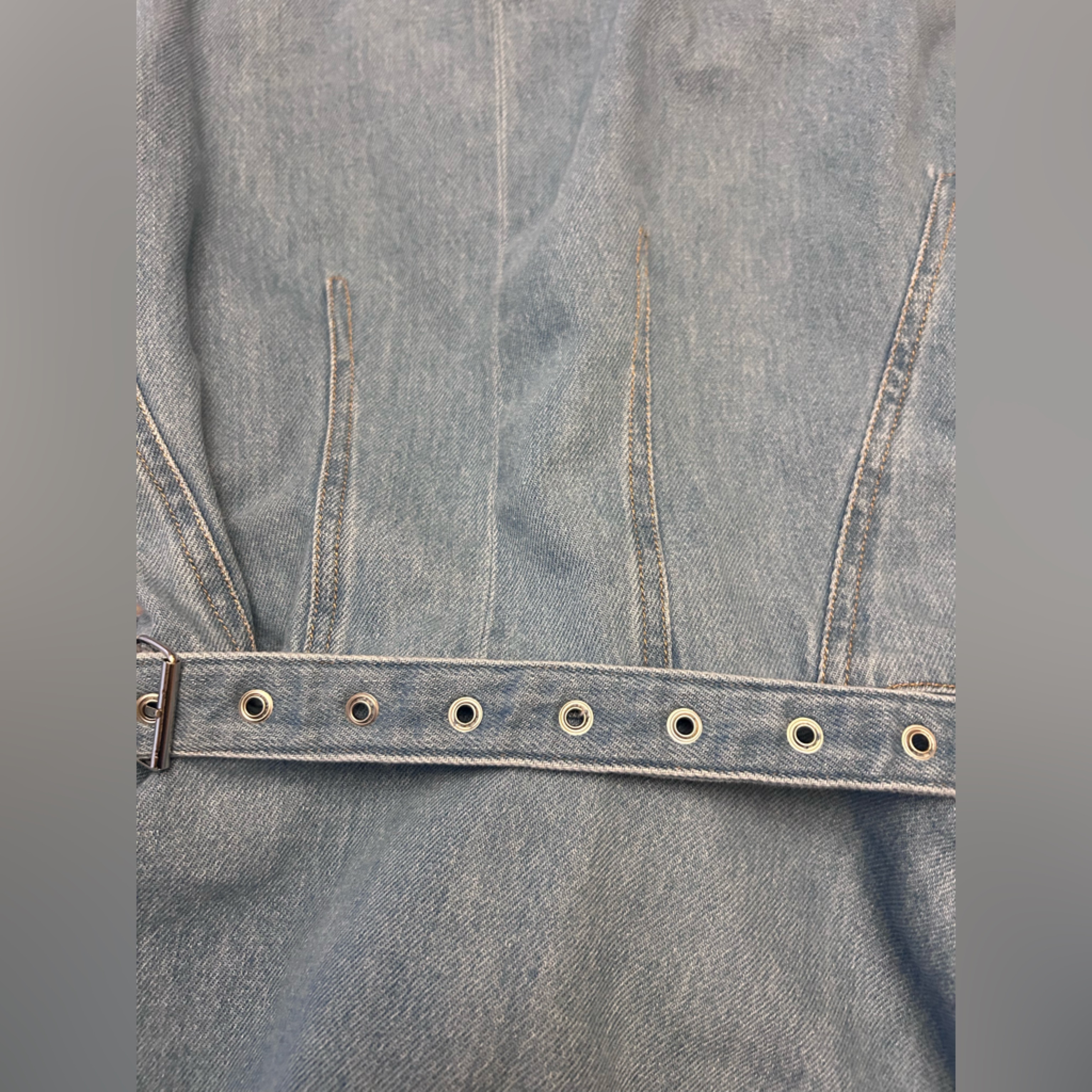 Marques Almeida Asymmetrical Frayed Denim Belted Dress — image 7 of 8
